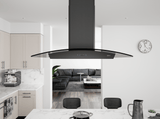 Ravenna, Island, 90cm, Blk SS, 600 CFM