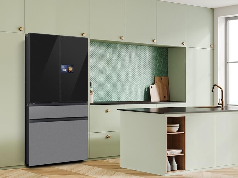 Bespoke 29 cu. ft. 4-Door French Door Refrigerator with AI Home & AI Vision Inside™ in Charcoal Glass and Stainless Steel