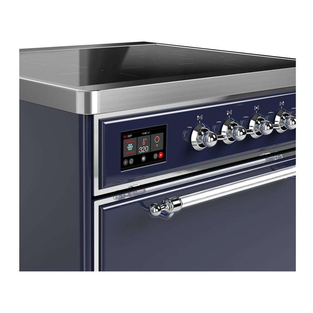 ILVE UMIB30QNR3MBC Majestic III 30 inch Induction Range with 4 Elements, 4 cu. ft. Oven Capacity (Solid Door, Midnight Blue, Chrome)