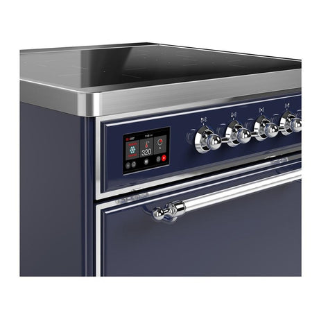 ILVE UMIB30QNR3MBC Majestic III 30 inch Induction Range with 4 Elements, 4 cu. ft. Oven Capacity (Solid Door, Midnight Blue, Chrome)