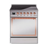 ILVE UNI304QNMPSSP Nostalgie II Noblesse 30 inch Induction Range (Solid Door, Stainless Steel, Copper)