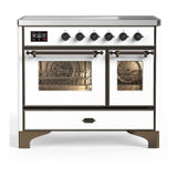 ILVE UMDIB40NR3WHB Majestic III 40 inch Induction Range with 6 Elements, 3.82 cu. ft. Total Oven Capacity (Triple Glass Door, White, Burnished)