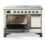 ILVE UMIB48QNR3AWB Majestic III 48 inch Induction Range with 6 Elements, 5.02 cu. ft. Total Oven Capacity (Solid Door, Antique White, Burnished)