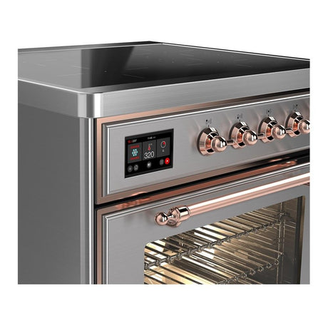 ILVE UMIB30NR3SSP Majestic III 30 inch Induction Range with 4 Elements, 4 cu. ft. Oven Capacity (Triple Glass Door, Stainless Steel, Copper)