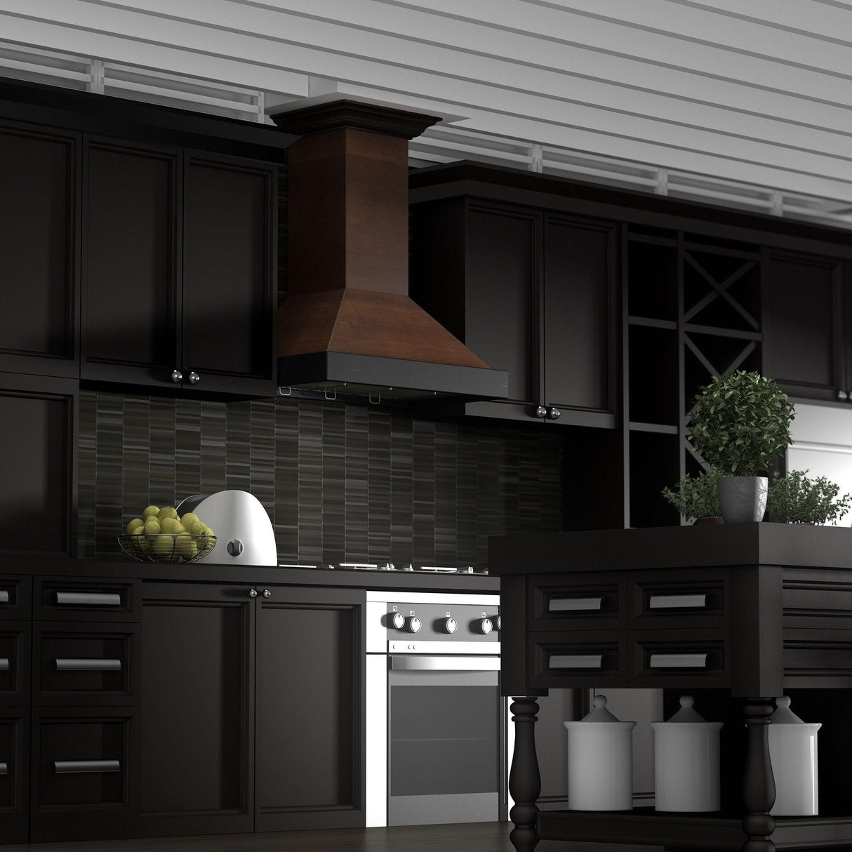 ZLINE Ducted Wooden Wall Mount Range Hood in Antigua and Walnut with Remote Motor (KBAR-RS)