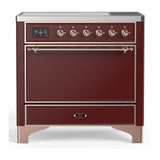 ILVE UMIB36QNR3BUP Majestic III 36 inch Induction Range with 6 Elements, 3.5 cu. ft. Total Oven Capacity (Solid Door, Burgundy, Copper)