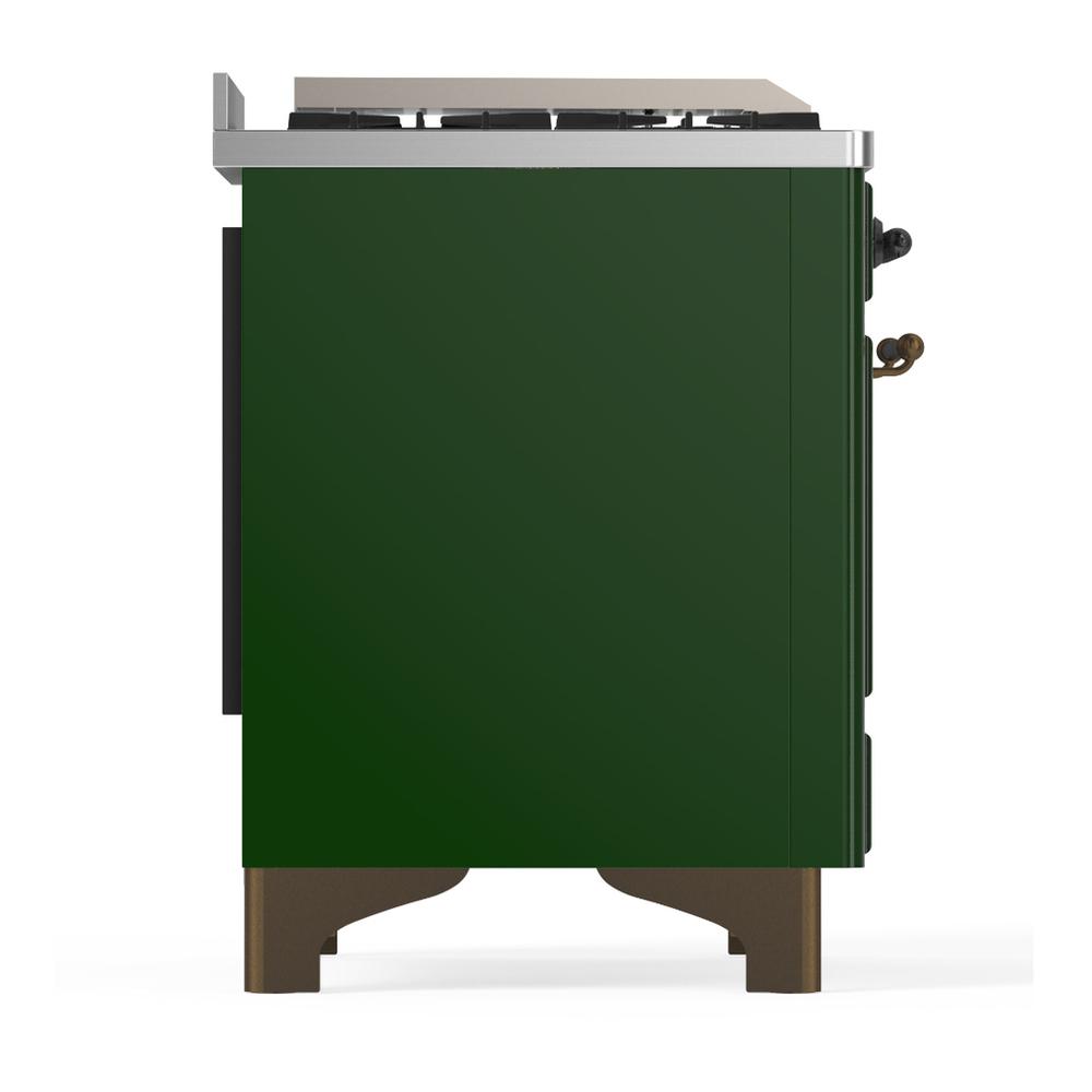 ILVE UM60FNR3EGBLP Majestic III 60 inch Dual Fuel Range with 9 Burners and Griddle, Dual Function Burner up to 25,000 BTU (Liquid Propane, Triple Glass Door, Emerald Green, Burnished)