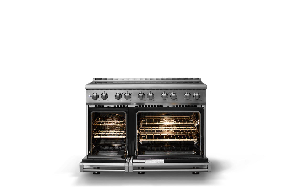 48"W. Induction Range (Finish: Stainless Steel, Trim: Polished Chrome)