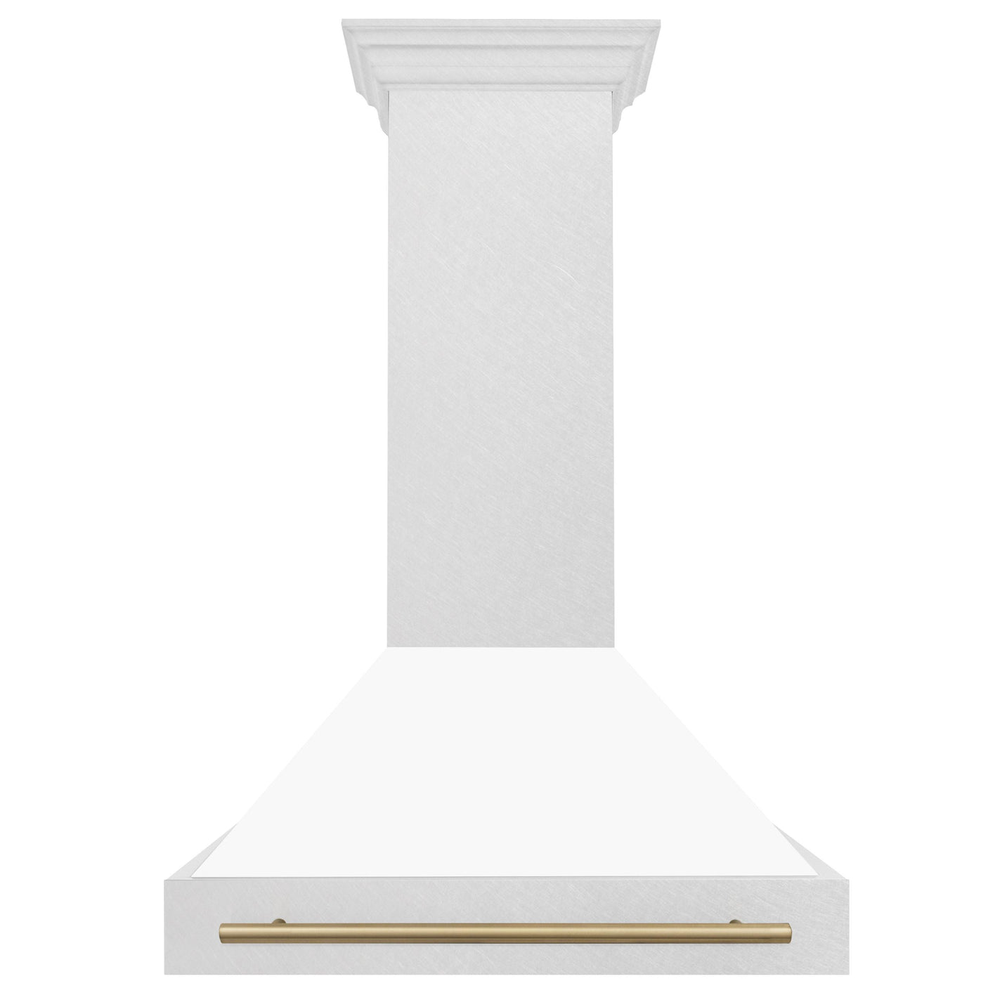36 in. ZLINE Autograph Edition DuraSnow Stainless Steel Range Hood with White Matte Shell and Accented Handle (8654SNZ-WM36) [Color: Champagne Bronze]