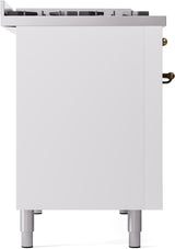 Nostalgie II 48 Inch Dual Fuel Natural Gas Freestanding Range in White with Bronze Trim