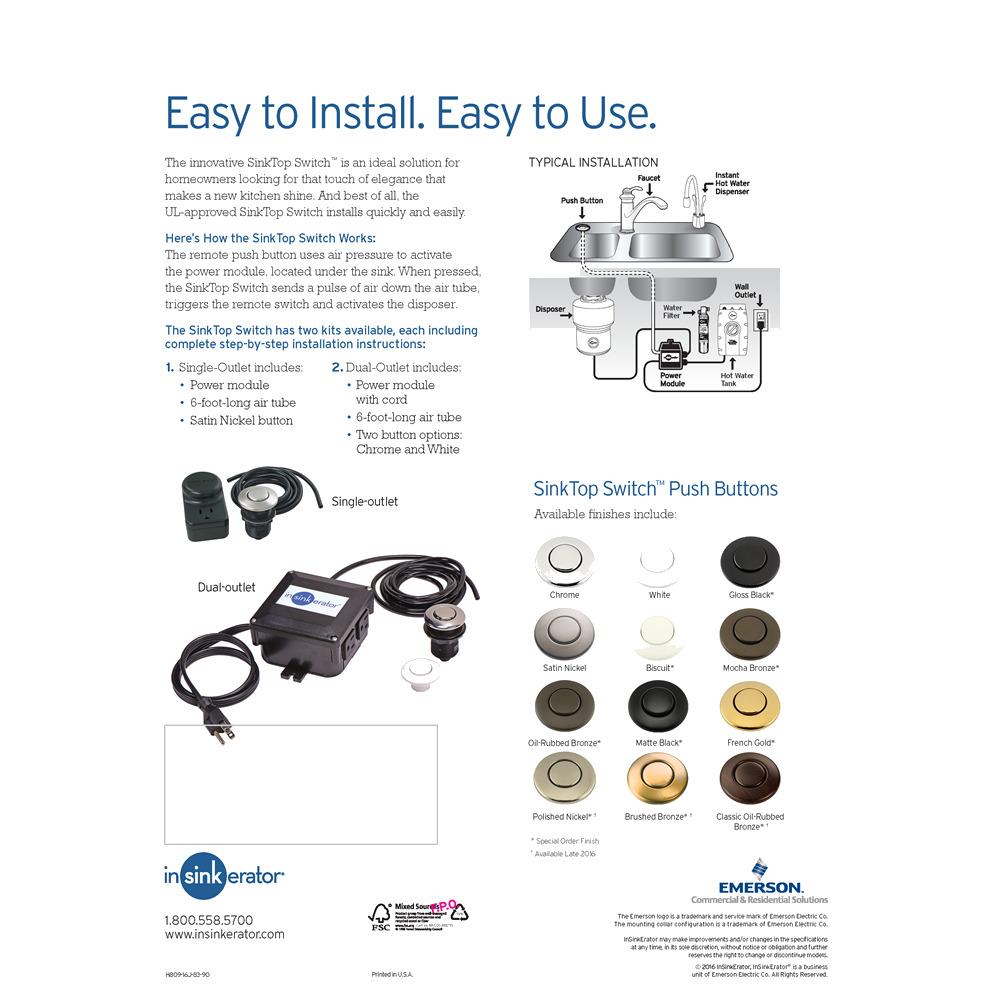 SinkTop Switch - Dual Outlet