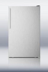 Commercially Listed ADA Compliant 20" Wide Freestanding Refrigerator-freezer With A Stainless Steel Door, Thin Handle and Black Cabinet