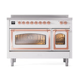 ILVE UNI486NMPWHP Nostalgie II Noblesse 48 inch Induction Range (Triple Glass Door, White, Copper)