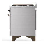 ILVE UM48FQNR3SSB Majestic III 48 inch Dual Fuel Range with 8 Burners and Griddle, Dual Function Burner up to 25,000 BTU (Natural Gas, Solid Door, Stainless Steel, Burnished)