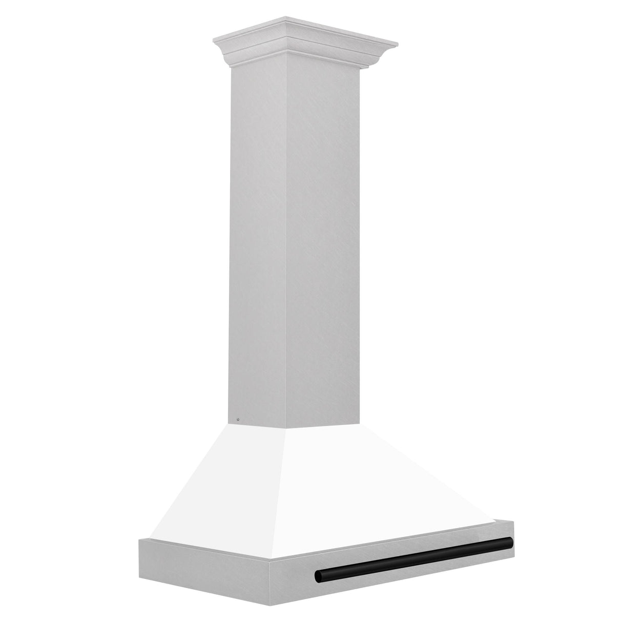 ZLINE 30 in. Autograph Edition Convertible Fingerprint Resistant DuraSnow Stainless Steel Range Hood with White Matte Shell and Champagne Bronze Handle (KB4SNZ-WM30-CB) [Color: Matte Black Accents]