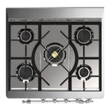ILVE UM30QNR3MGC Majestic III 30 inch Dual Fuel Range with 5 Black Brass Burners, Dual Function Burner up to 25,000 BTU (Natural Gas, Solid Door, Graphite Matte, Chrome)