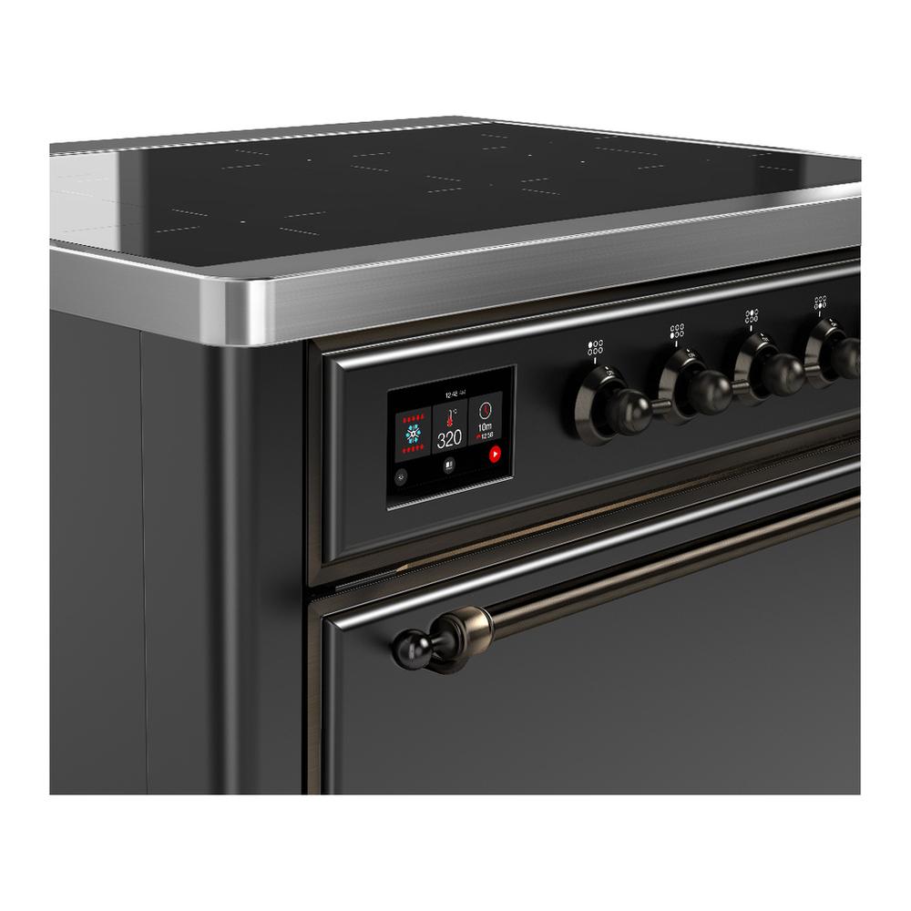 ILVE UMIB36QNR3MGB Majestic III 36 inch Induction Range with 6 Elements, 3.5 cu. ft. Total Oven Capacity (Solid Door, Graphite Matte, Burnished)