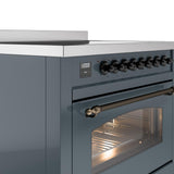 Nostalgie II 36 Inch Electric Freestanding Range in Blue Grey with Bronze Trim