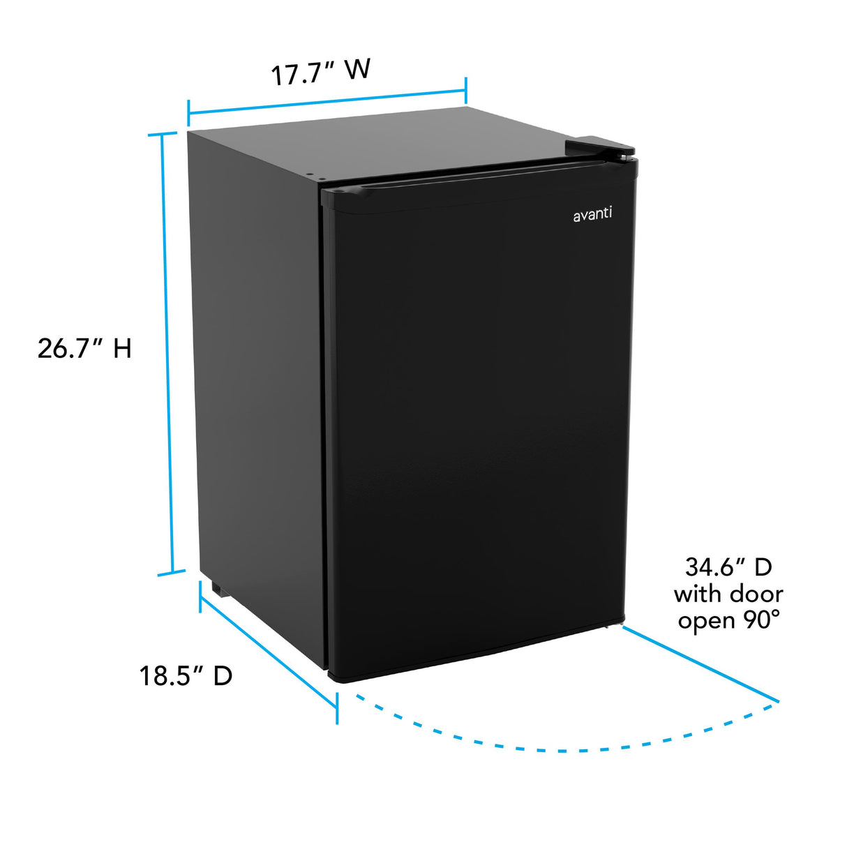 Avanti 2.5 Cu. Ft. Compact Refrigerator, Mini-Fridge, in Black (AVRM25F1B)