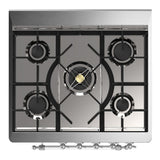 ILVE UM30QNR3BGCLP Majestic III 30 inch Dual Fuel Range with 5 Black Brass Burners, Dual Function Burner up to 25,000 BTU (Liquid Propane, Solid Door, Blue Grey, Chrome)