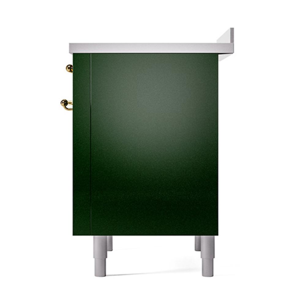 ILVE UNI366QNMPEGG Nostalgie II Noblesse 36 inch Induction Range (Solid Door, Emerald Green, Brass)