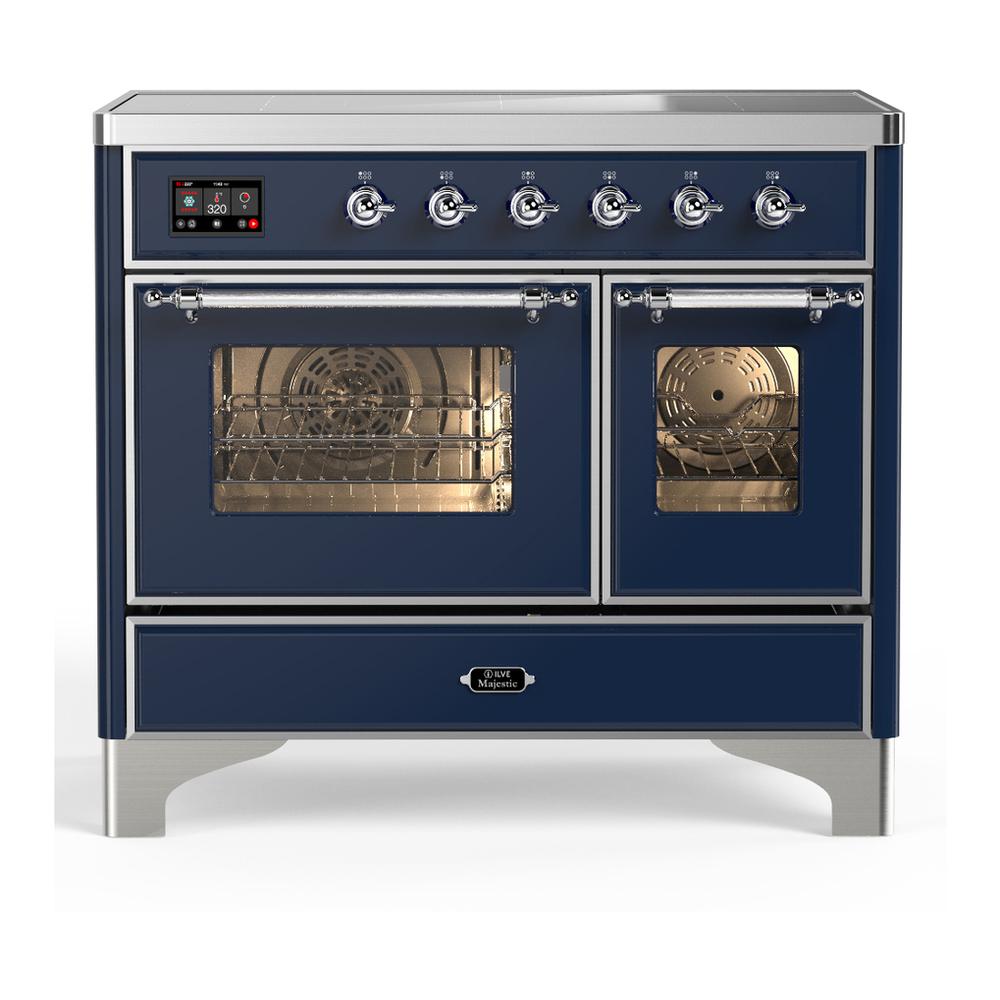 ILVE UMDIB40NR3MBC Majestic III 40 inch Induction Range with 6 Elements, 3.82 cu. ft. Total Oven Capacity (Triple Glass Door, Midnight Blue, Chrome)
