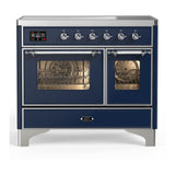 ILVE UMDIB40NR3MBC Majestic III 40 inch Induction Range with 6 Elements, 3.82 cu. ft. Total Oven Capacity (Triple Glass Door, Midnight Blue, Chrome)