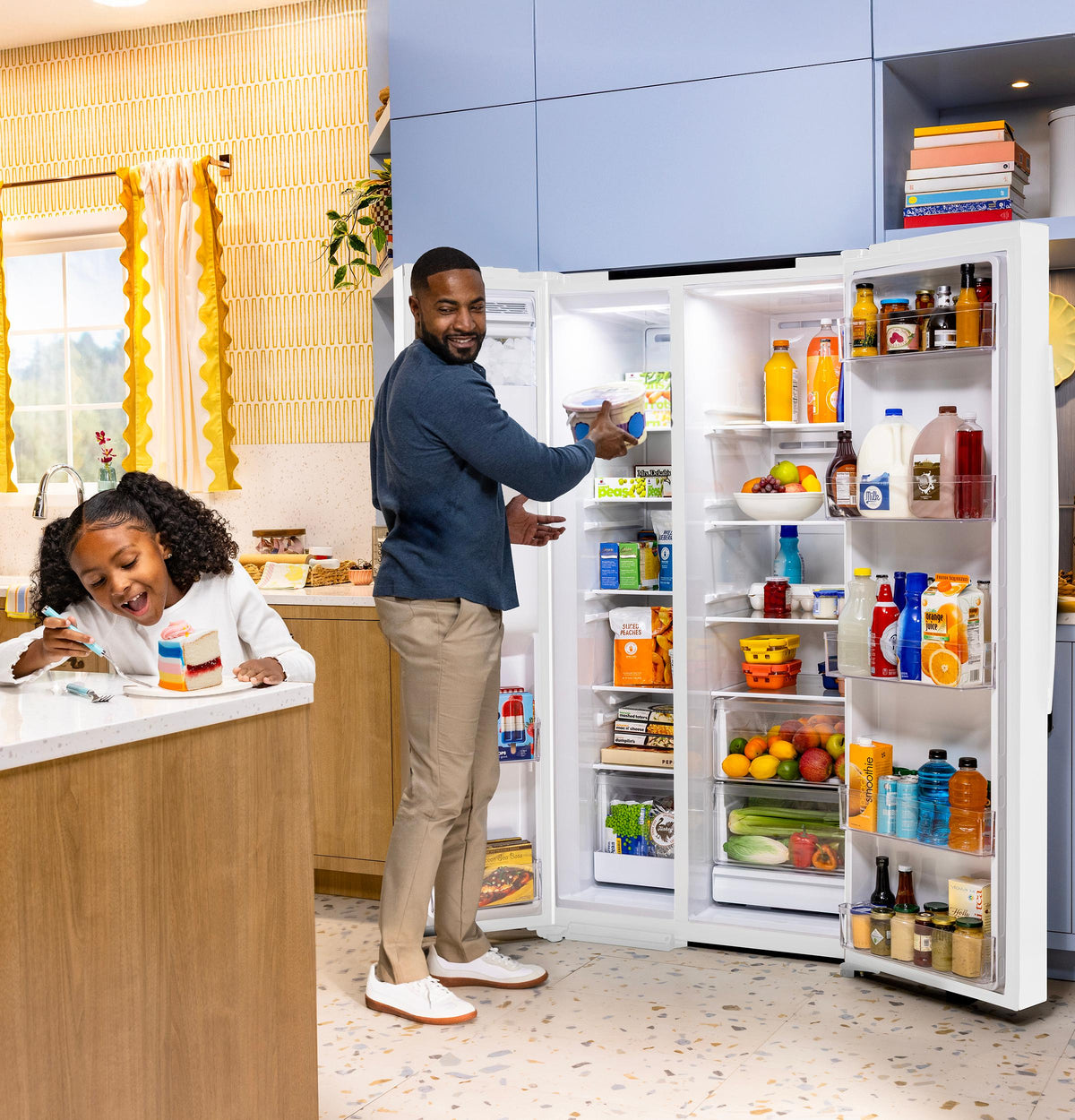 GE® 23.6 Cu. Ft. Counter-Depth Side-By-Side Refrigerator with Extra Tall Dispenser and In-Door Icemaker