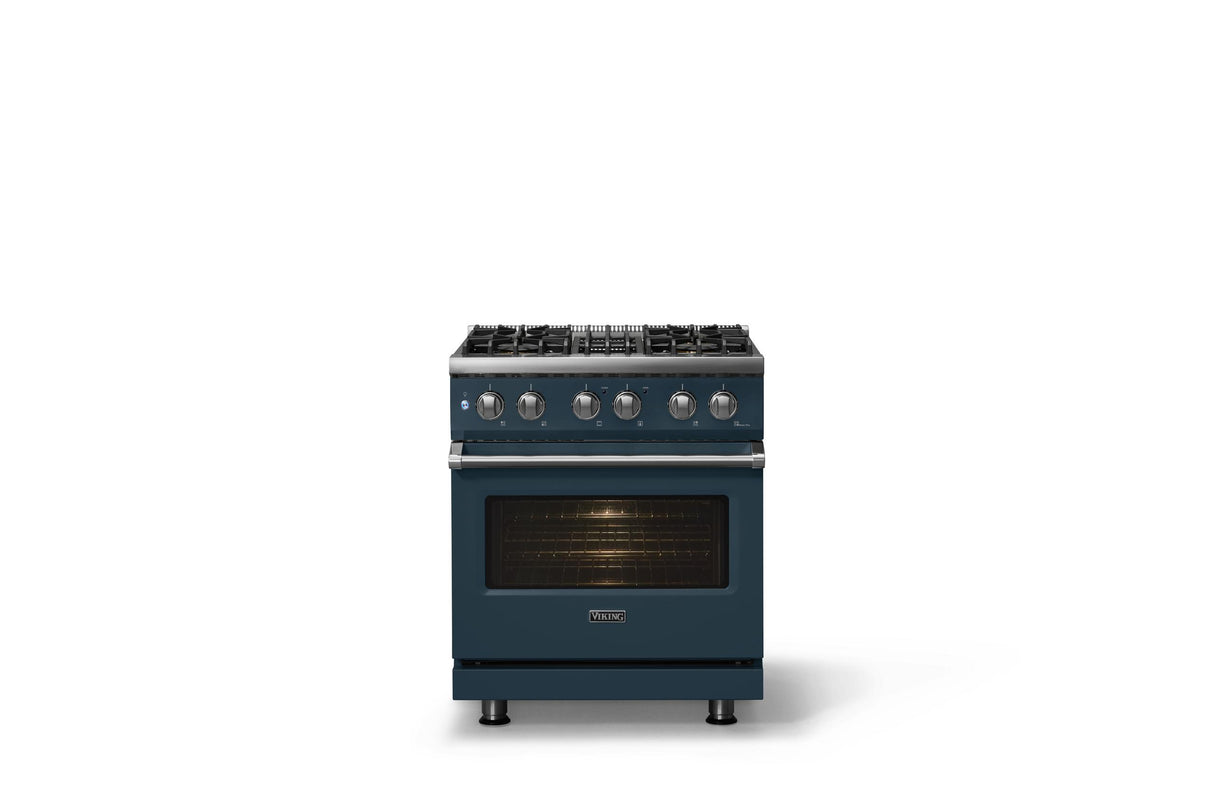 30"W. Dual Fuel Range (Finish: Squall, Trim: Polished Chrome, Fuel: Natural Gas)