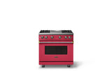 36"W. Sealed Burner Gas Range (Burner: 4g, Finish: Valentine, Trim: Brushed Brass, Fuel: Propane)