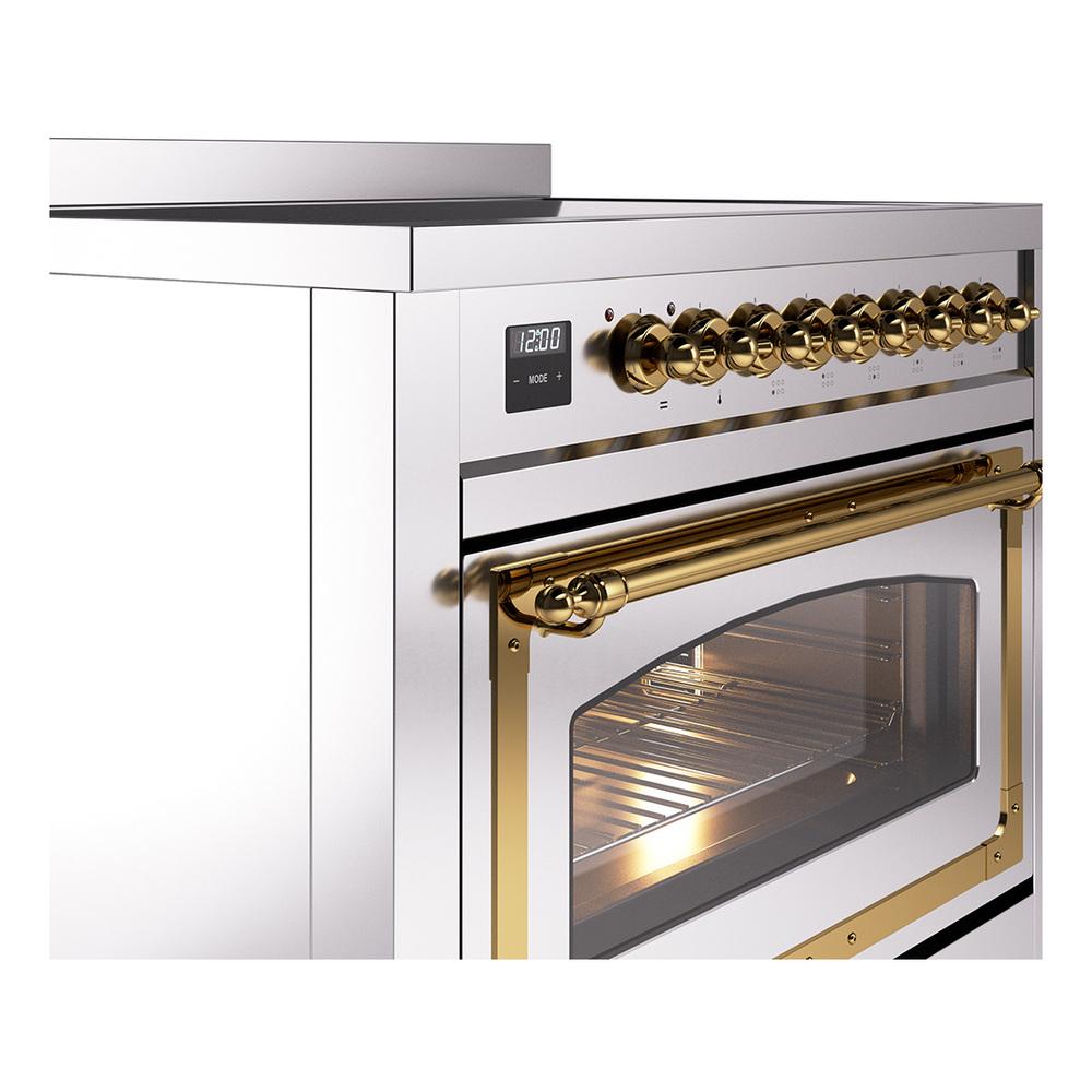 ILVE UNI366NMPSSG Nostalgie II Noblesse 36 inch Induction Range (Triple Glass Door, Stainless Steel, Brass)