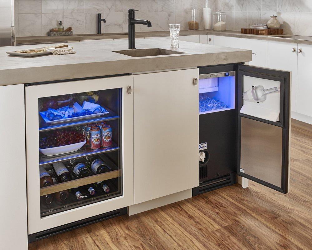 24 Inch Stainless Glass Door Left Hinge Undercounter Beverage Center - Stainless Steel Finish, Stainless Steel Hardware