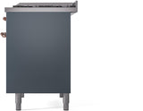 Nostalgie II 40 Inch Dual Fuel Liquid Propane Freestanding Range in Blue Grey with Copper Trim