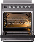Nostalgie II 30 Inch Electric Freestanding Range in Matte Graphite with Chrome Trim