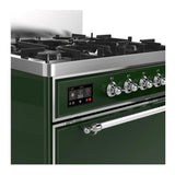 ILVE UM30QNR3EGC Majestic III 30 inch Dual Fuel Range with 5 Black Brass Burners, Dual Function Burner up to 25,000 BTU (Natural Gas, Solid Door, Emerald Green, Chrome)