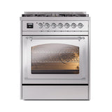 ILVE UN30NMPSSCLP Nostalgie II Noblesse 30 inch Dual Fuel Range (Liquid Propane, Triple Glass Door, Stainless Steel, Chrome)
