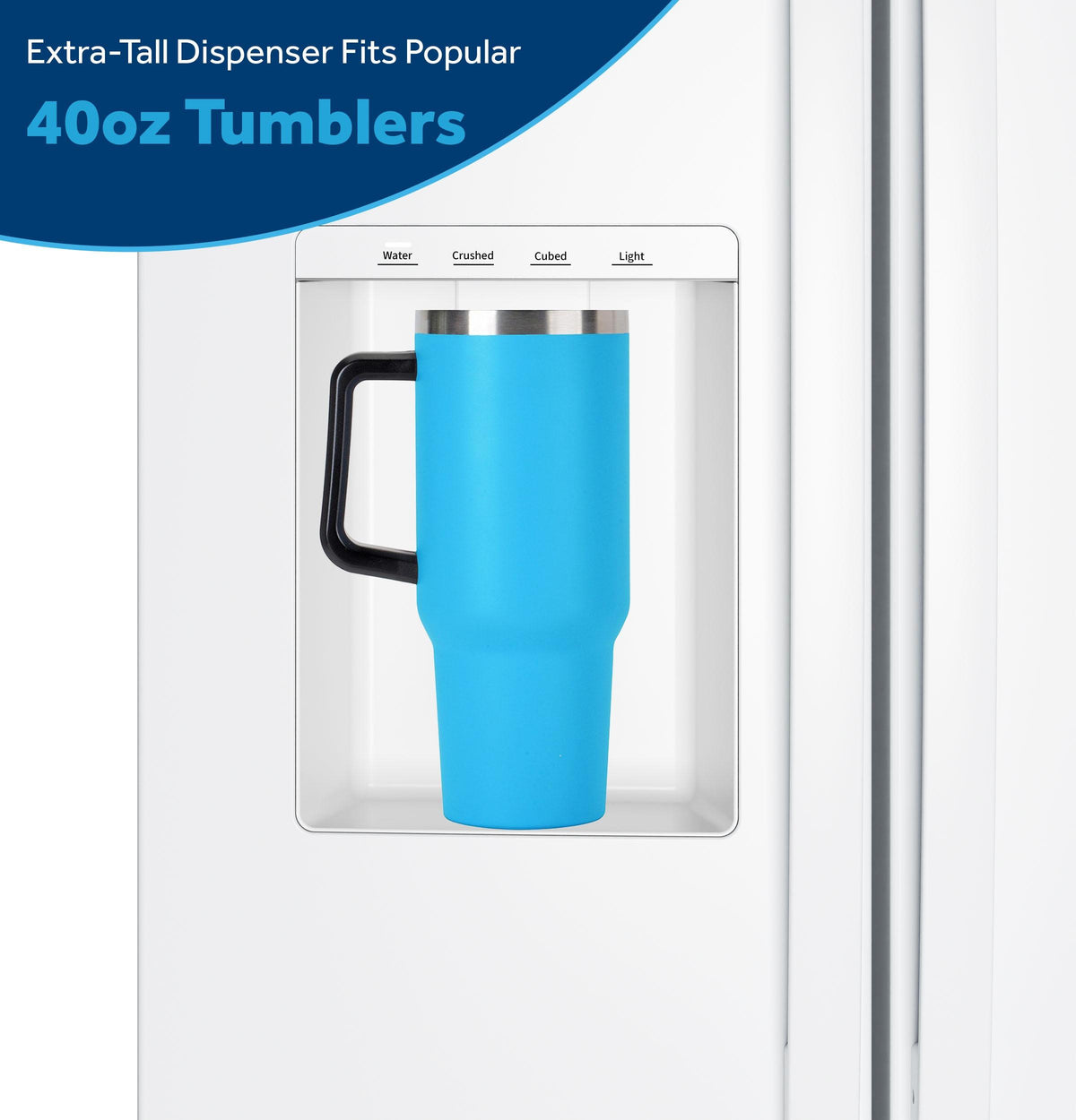 GE® 23.6 Cu. Ft. Counter-Depth Side-By-Side Refrigerator with Extra Tall Dispenser and In-Door Icemaker
