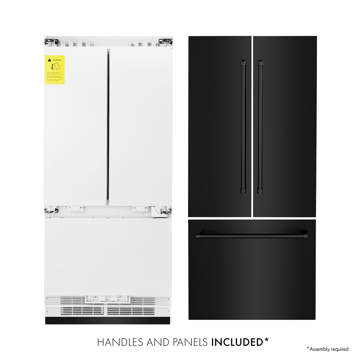ZLINE 36" 19.6 cu. ft. Built-In 3-Door French Door Freezer Refrigerator with Internal Water and Ice Dispenser in Black Stainless Steel (RBIV-BS-36)