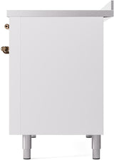 Nostalgie II 48 Inch Electric Freestanding Range in White with Bronze Trim