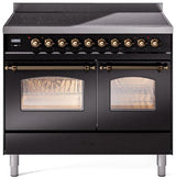 Nostalgie II 40 Inch Electric Freestanding Range in Glossy Black with Bronze Trim