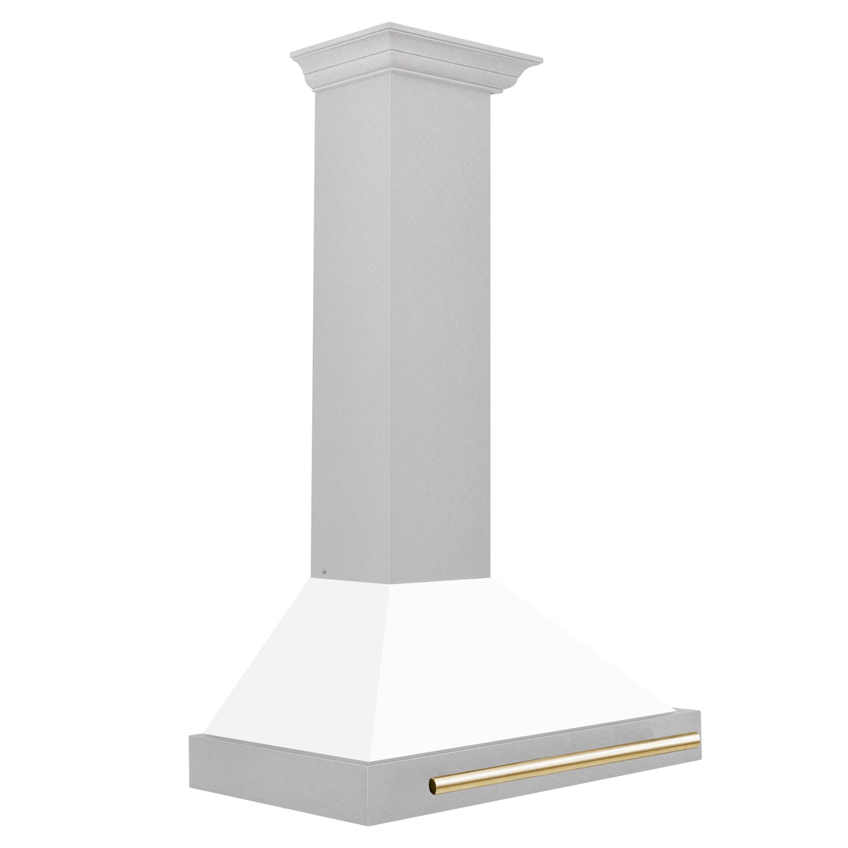 ZLINE 30 in. Autograph Edition Convertible Fingerprint Resistant DuraSnow Stainless Steel Range Hood with White Matte Shell and Champagne Bronze Handle (KB4SNZ-WM30-CB) [Color: Gold Accents]