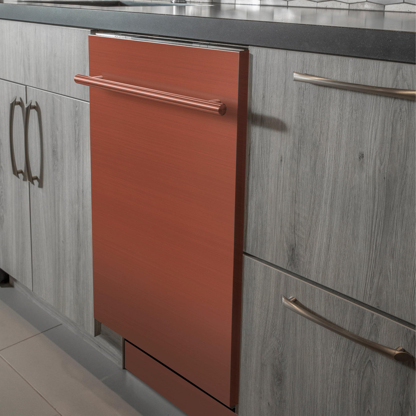 ZLINE 24 in. Top Control Dishwasher with Stainless Steel Tub and Modern Style Handle, 52dBa (DW-24) [Color: Copper]