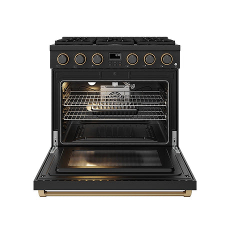 36 Inch Liquid Propane Range In Black and Bronze- Contemporary Professional