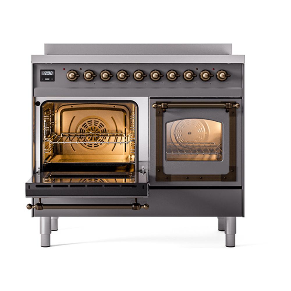ILVE UNDI406NMPMGB Nostalgie II Noblesse 40 inch Induction Range (Triple Glass Door, Graphite Matte, Burnished)