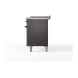 ILVE UN48FSQNMPMGBLP Nostalgie II Noblesse 48 inch Dual Fuel Range (5 Sealed Burners + Griddle + French Top, Liquid Propane, Solid Door, Graphite Matte, Burnished)