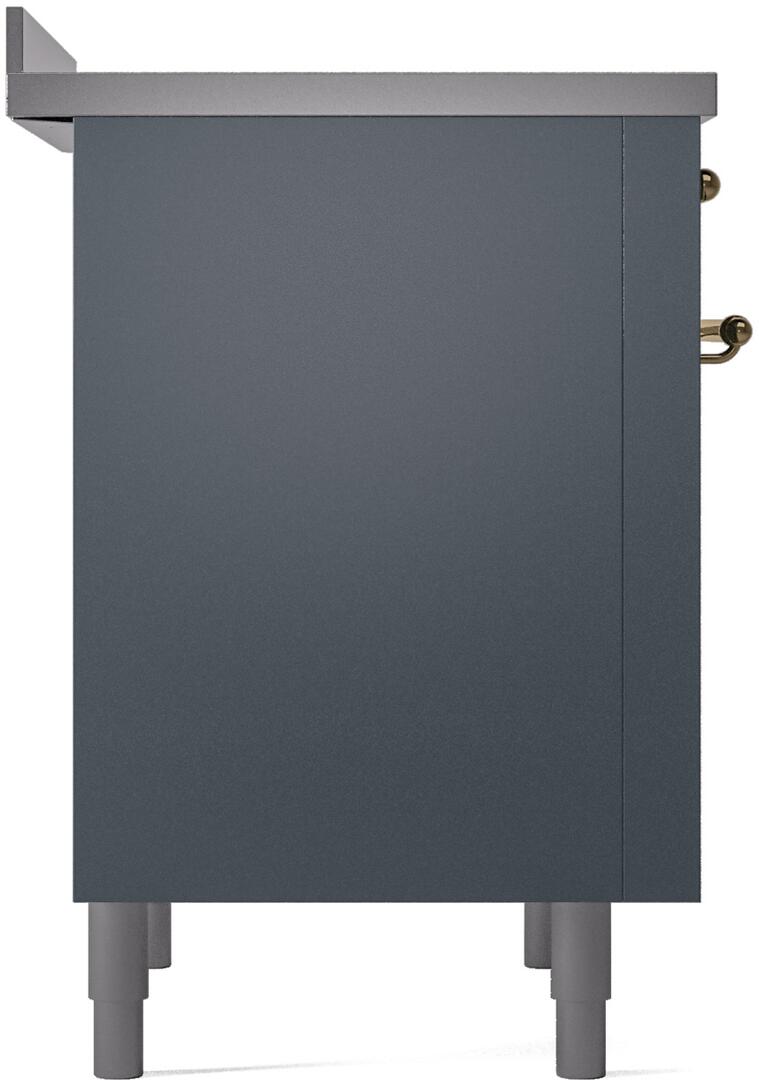 Nostalgie II 36 Inch Electric Freestanding Range in Blue Grey with Brass Trim