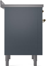 Nostalgie II 36 Inch Electric Freestanding Range in Blue Grey with Brass Trim