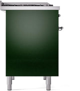 Nostalgie II 40 Inch Dual Fuel Natural Gas Freestanding Range in Emerald Green with Chrome Trim