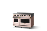 48"W. Induction Range (Finish: Blush, Trim: Brushed Brass)