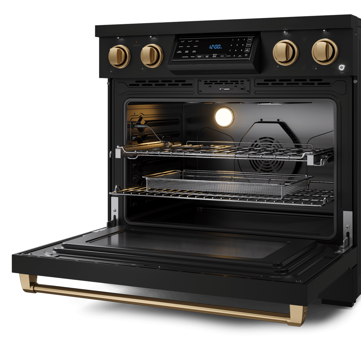 36 Inch Professional Electric Range With Tilt Panel Touch Control In Black/bronze  Gordon Ramsay Series